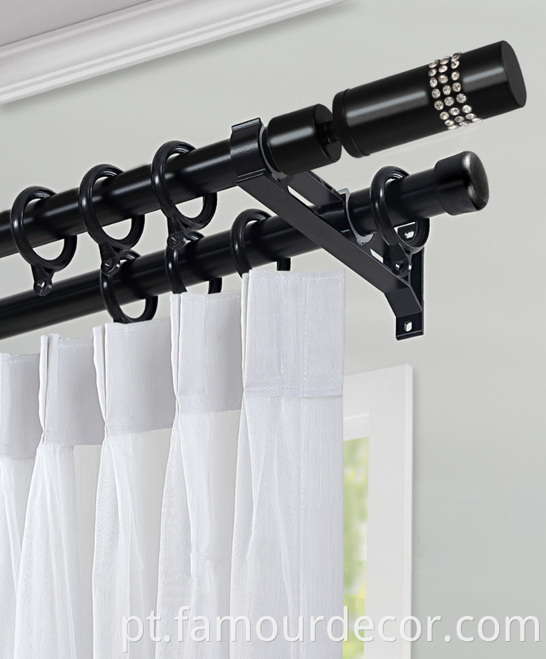 Black Aluminium Curtain Rod Set with Diamonds